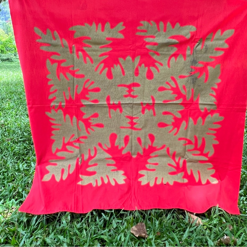 Vintage Ulu Breadfruit Wall Hanging Decor Tablecloth Mission Houses Museum 42x42